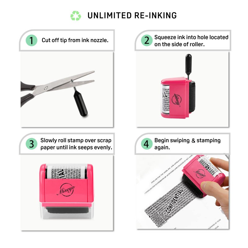 Miseyo Wide Roller Stamp Identity Theft Stamp 1.5 Inch Perfect for Privacy Protection - Peach - Image 4